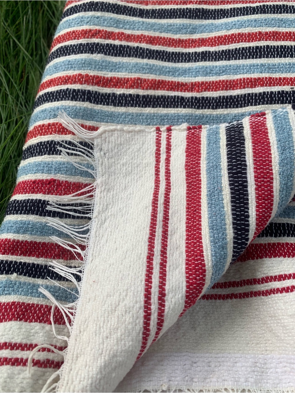 New handwoven Striped picnic Blanket cotton - Classic Cozy Style